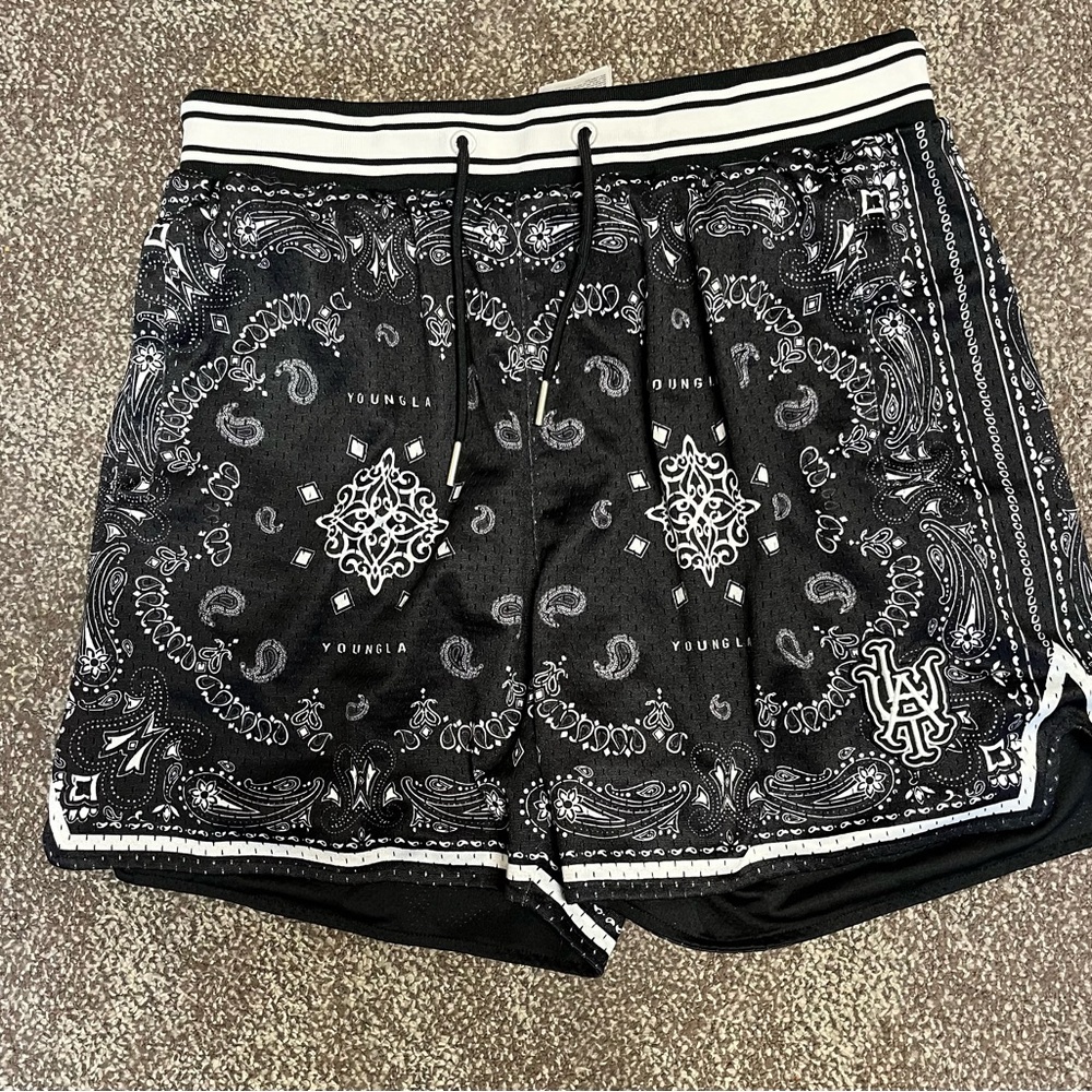 YoungLA Black Paisley Men's Shorts